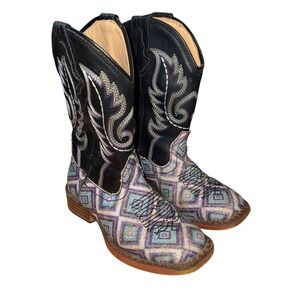 Roper Glitter Diamond Toddlers Girls 9 Pre-Owned Black Faux Leather Cowboy Boots